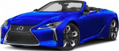 Blue luxury convertible with sleek aerodynamic front design and open top