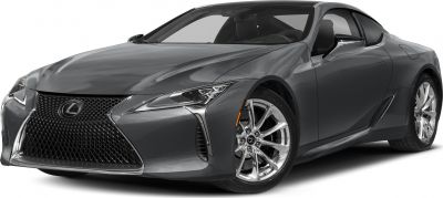 Front grille and sharp headlights of a luxury sports coupe