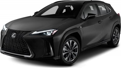 Front side view with LED headlights and alloy wheels