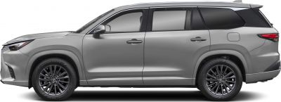 Side profile of a sleek, modern luxury SUV with distinctive wheels and smooth lines