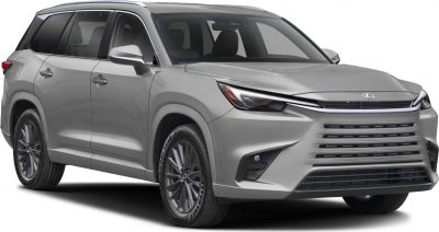 Front view showing wide grille and sleek LED headlights