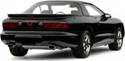 Rear view with dual exhaust and distinctive tail light design