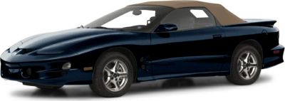 Convertible with beige soft top and sporty alloy wheels in dark body.