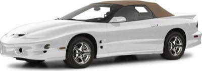 White convertible with brown soft top and sporty alloy wheels