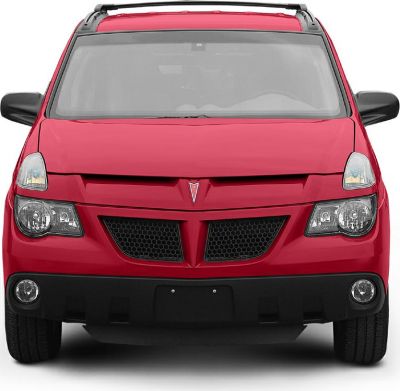 Front view with divided grille and multi-element headlights