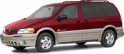 Two-tone red and beige minivan with roof rails and sliding doors