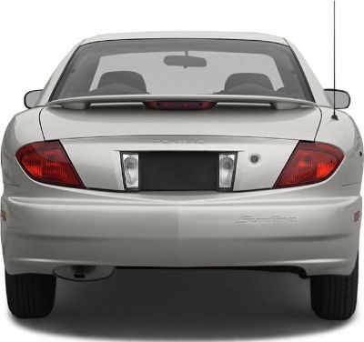 Rear view of coupe featuring spoiler and distinct taillights