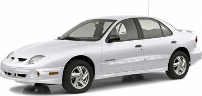 White Pontiac Sunfire Sedan side profile with alloy wheels.
