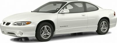 White Pontiac Grand Prix Coupe VI side profile with two doors and alloy wheels
