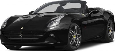 Black convertible with aerodynamic front design and distinctive grille