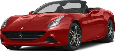Red convertible luxury sports car front with sharp headlights and alloy wheels