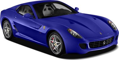 Front-side view of coupe with alloy wheels and aerodynamic design
