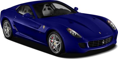 Blue coupe with star alloy wheels and racing seats, front-angle view