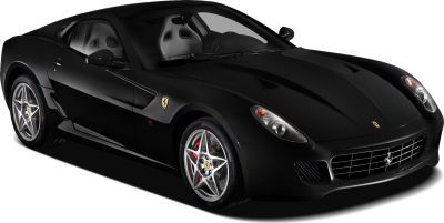 Front and side profile of a black sports coupe with alloy wheels