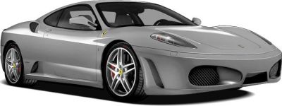 Silver sports car with aerodynamic shape and alloy wheels