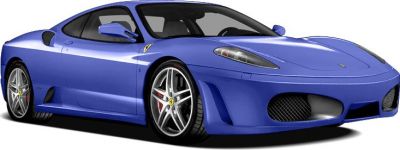 Blue sports coupe with aerodynamic vents and alloy wheels