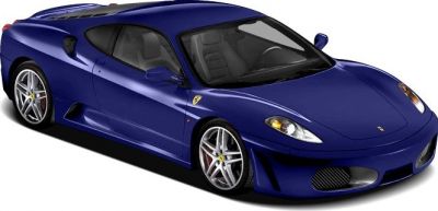 Blue sports coupe with aerodynamic design and alloy wheels