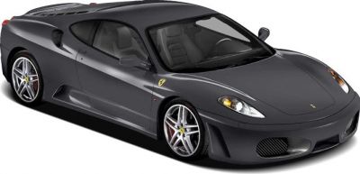 Front-side view of sleek dark gray sports coupe with alloy wheels