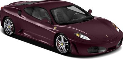 Front side view of a sleek dark red sports coupe with alloy wheels