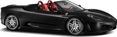 Black convertible with red interior and silver alloy wheels