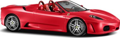Red convertible sports car with alloy wheels and aerodynamic body