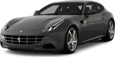 Front side view of Ferrari FF with LED headlights and signature grille