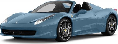 Convertible sports car with sleek front and distinctive five-spoke wheels