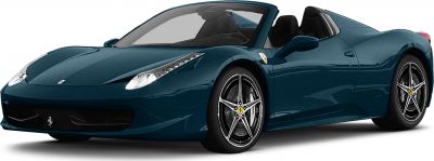 Front-side view of a convertible sports car with aerodynamic design and alloy wheels