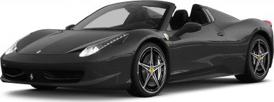Front-side view of a sleek black roadster with alloy wheels