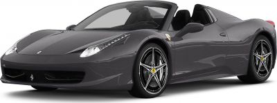 Front and side view of a convertible sports car with sleek aerodynamic design and detailed wheels