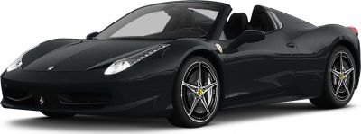 Black convertible with sharp headlights and distinctive alloy wheels