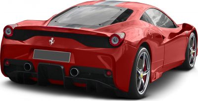 Rear view with round taillights and dual exhaust tips
