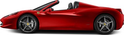 Red convertible sports car with aerodynamic body and alloy wheels.