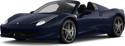Blue convertible front side view with five-spoke alloy wheels