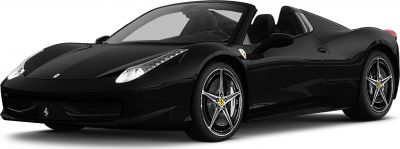 Convertible sports vehicle with sharp headlights and five-spoke wheels