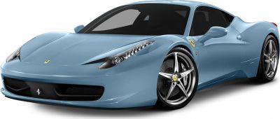 Blue sports coupe with sharp LED headlights and five-spoke alloy wheels