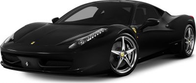 Black sports coupe with aerodynamic front and five-spoke wheels