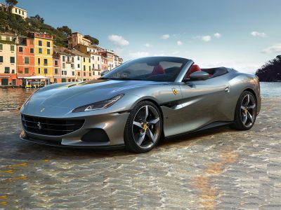 Convertible sports car with aerodynamic styling and alloy wheels