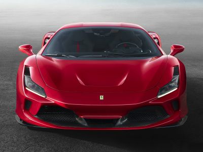 Aggressive front view with aerodynamic design and headlamps