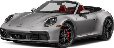 Silver convertible with red leather seats and sporty alloy wheels