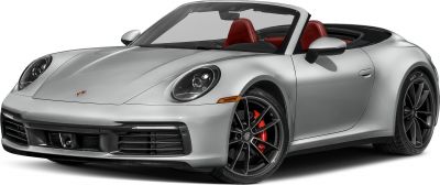 Silver sports convertible with black alloy wheels and red leather seats