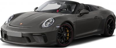 Convertible with aerodynamic front and round headlights