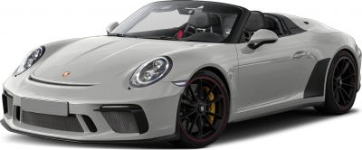Convertible sports car front view with black alloy wheels and performance brakes
