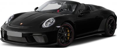 Convertible sports car front view with distinctive headlights and sporty wheels