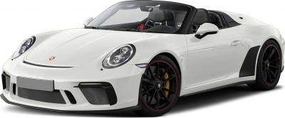 White convertible with black wheels front side view