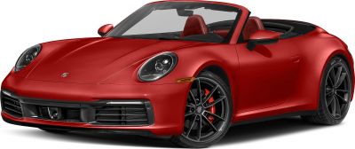 Red sports convertible with LED headlights and black multi-spoke wheels