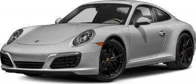 Front-side profile of a silver sports coupe with distinctive black wheels
