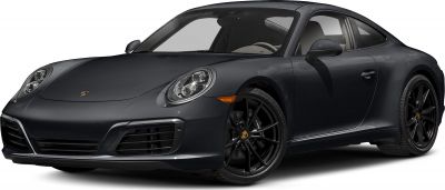 Matte black front side view with headlights and sporty black alloy wheels