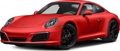 Red sports coupe with black alloy wheels and aerodynamic front design