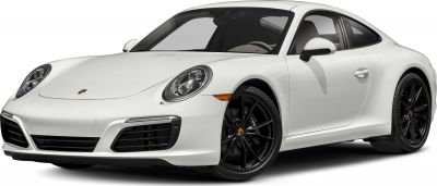 White sports coupe with round headlights and black wheels